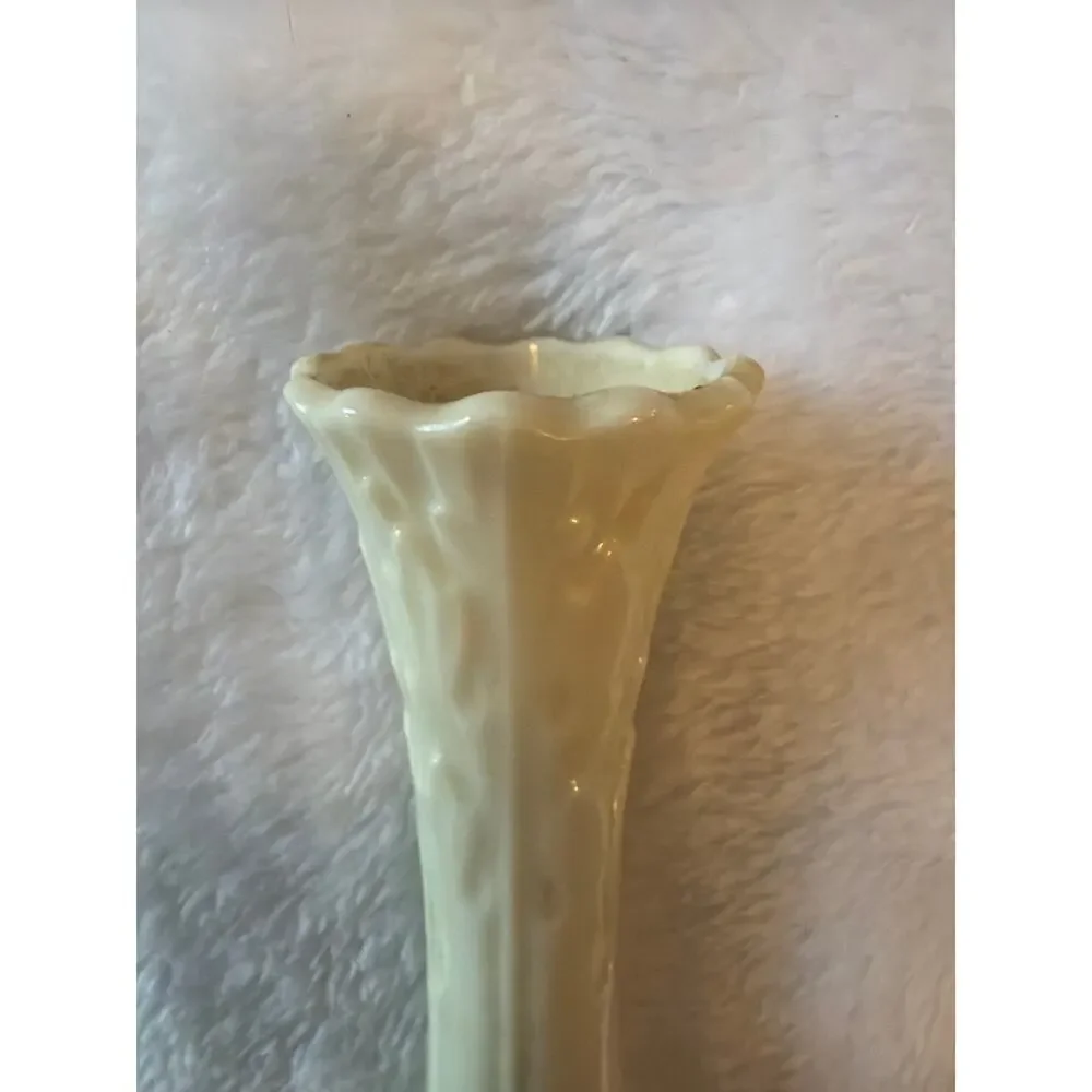 Vintage Lenox Cream Bud Vase USA Porcelain Embossed Floral Trumpet 10.75